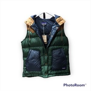 NWT Womens Bivy Hooded Down Vest in Sublime Green and Brown Khaki Hoddie